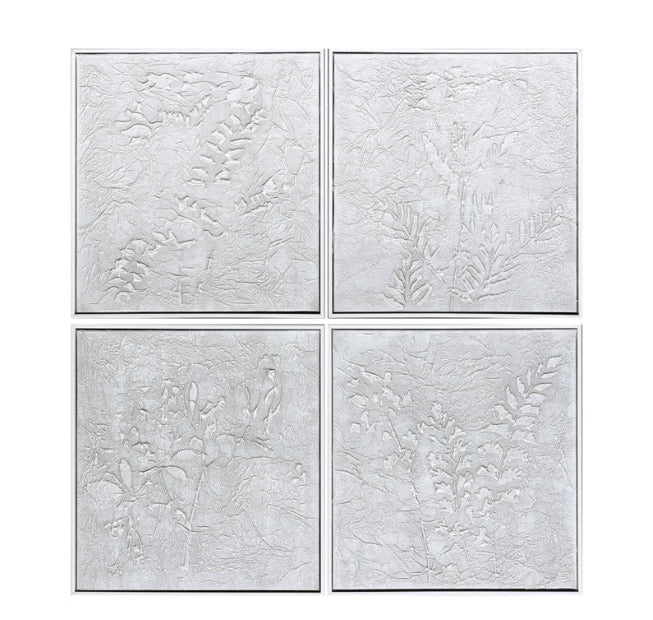 White Foliage Art - Set of 4