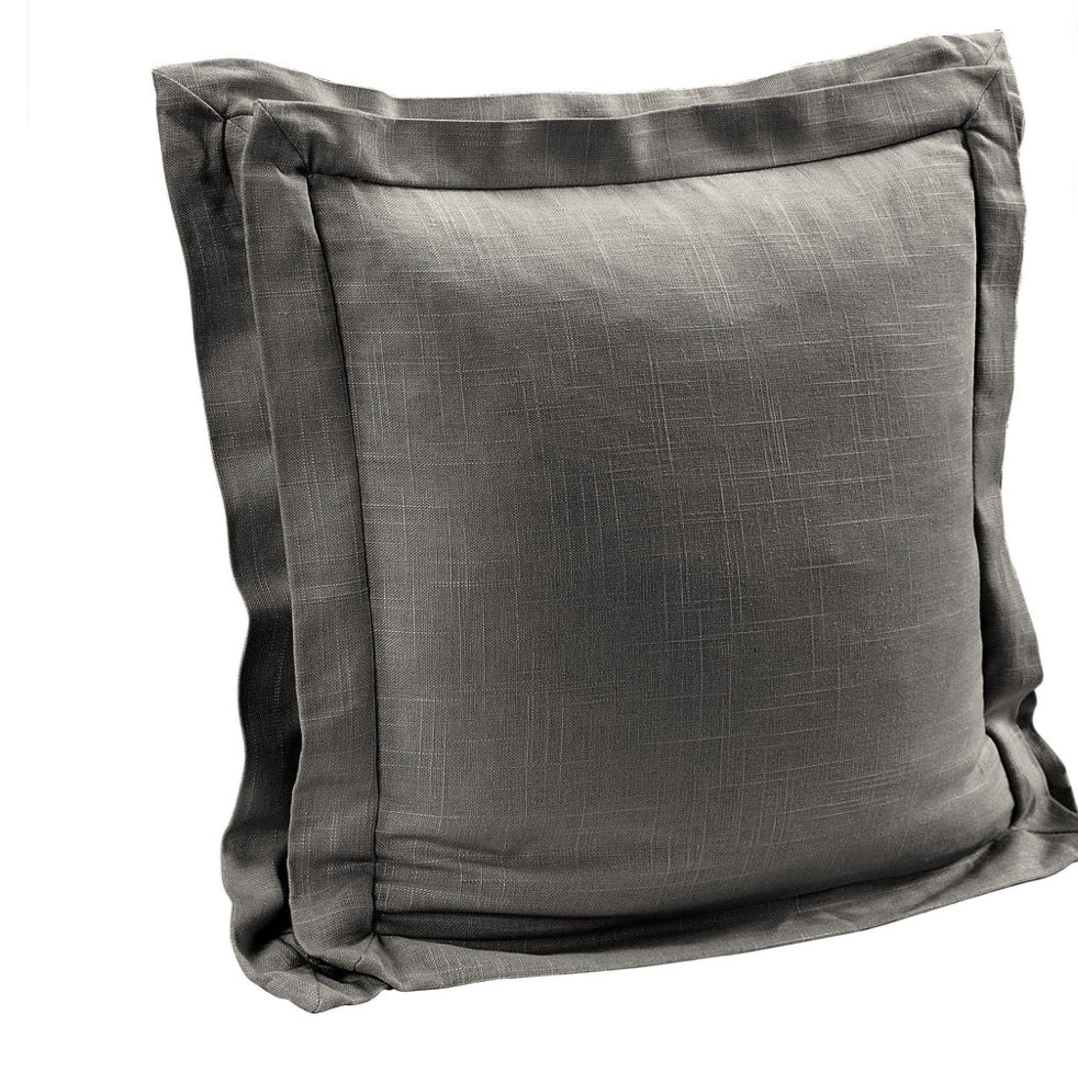 Luna Double Flanged Linen Pillow, Slate