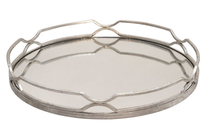 Metal Round Tray- Silver 18”