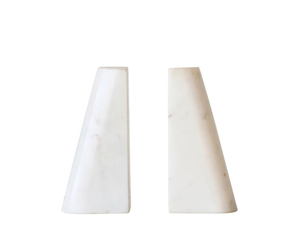 Bookends, Set of 2 White Marble 3