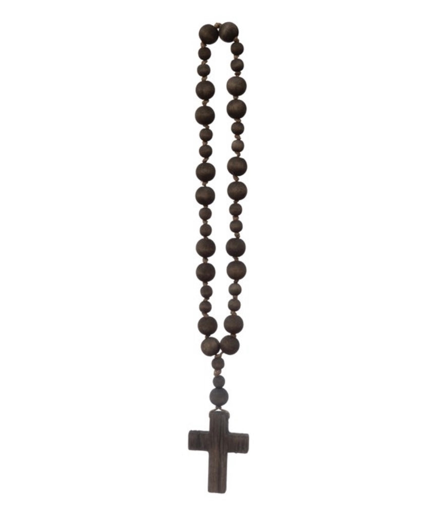 Wood Beads with Cross