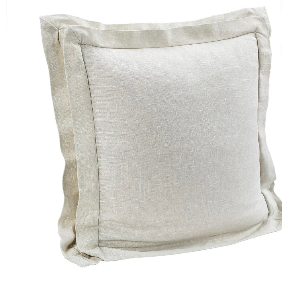 Luna Double Flanged Tan Linen Pillow